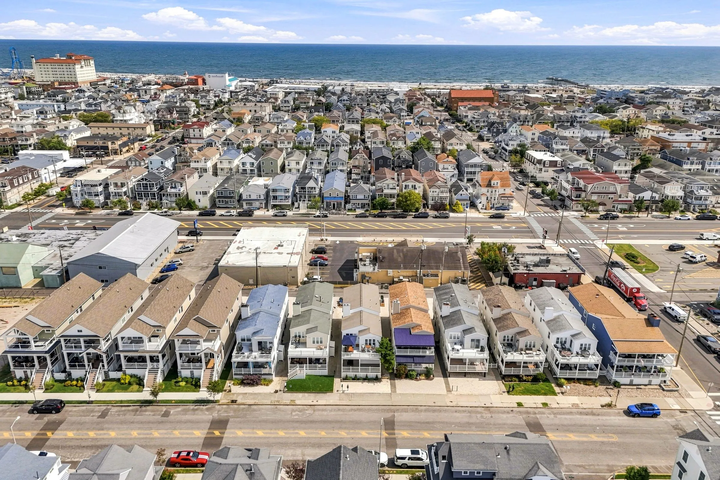 Central Ocean City from above: the bay side, the boardwalk, and the ocean